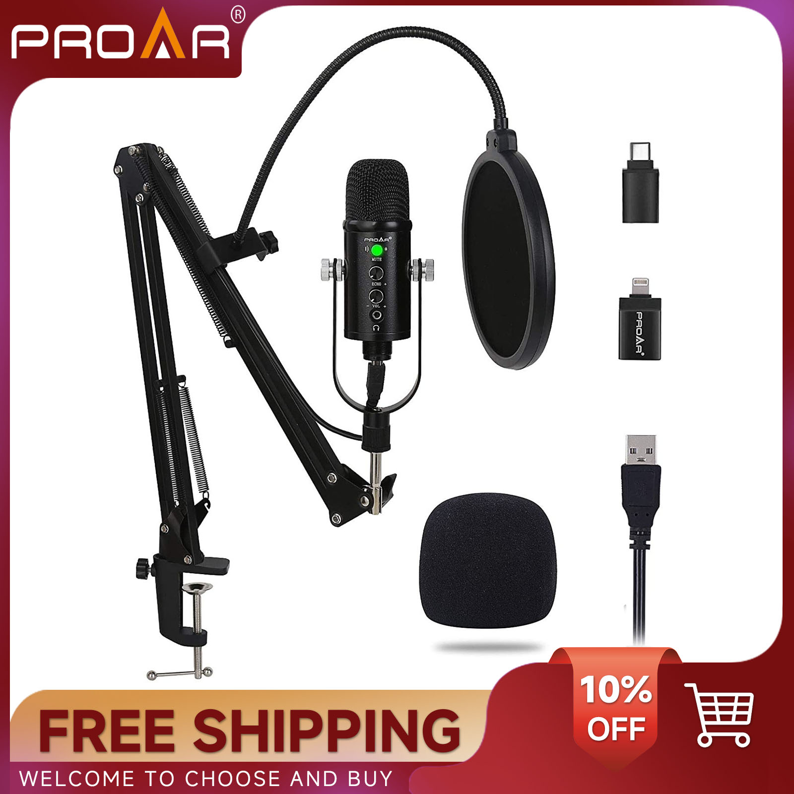 Pc Gaming Youtubers - Microphone à condensateur USB BM86, pour
