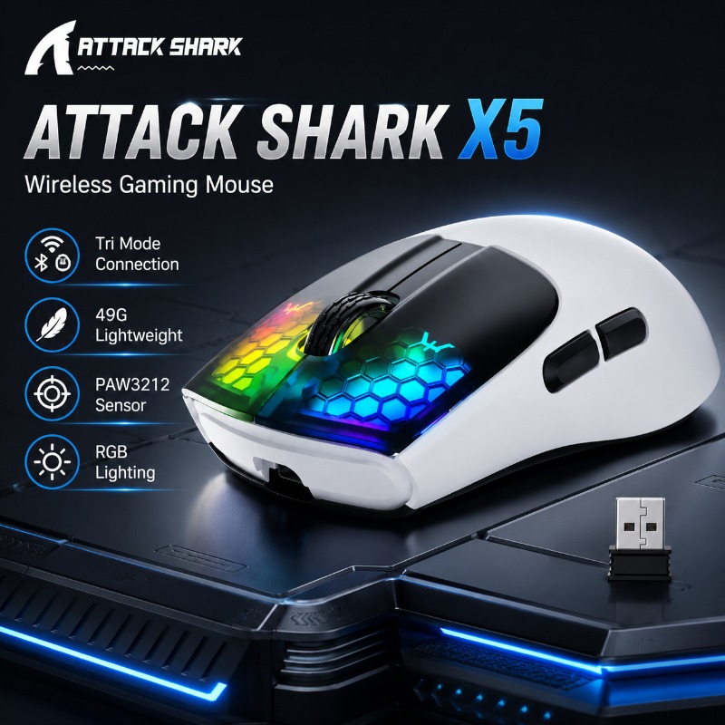 Pc Gaming X3D - Souris de jeu sans fil ATTACK