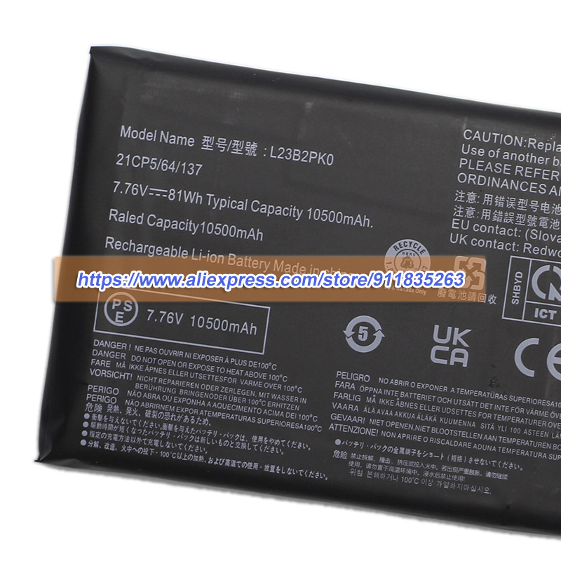 Pc Gaming Lenovo Legion - Nouvelle batterie L23B2PK0 7.76V 10500mAh 81Wh
