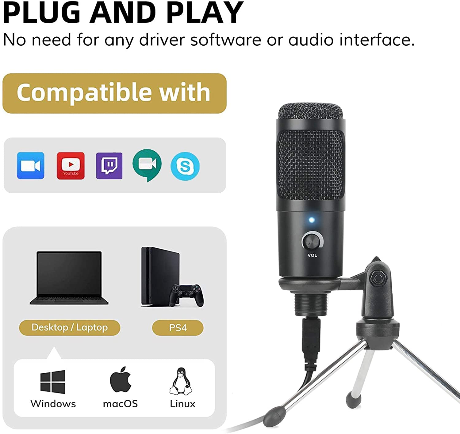 Microphone statique à condensa - Pc Gaming Youtubers avis et prix